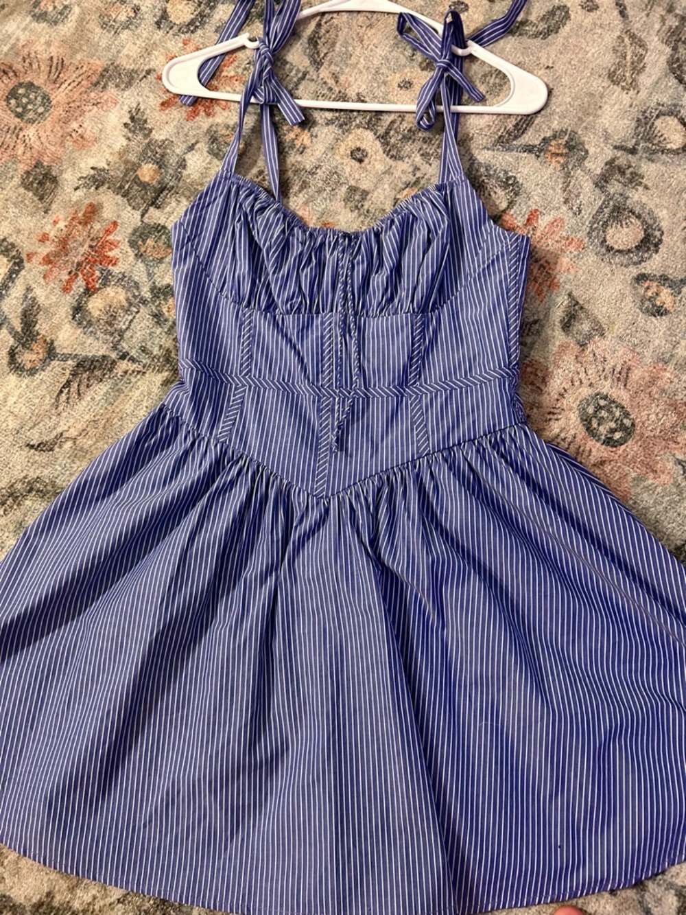 Olivaceous Blue Pinstripe Sundress